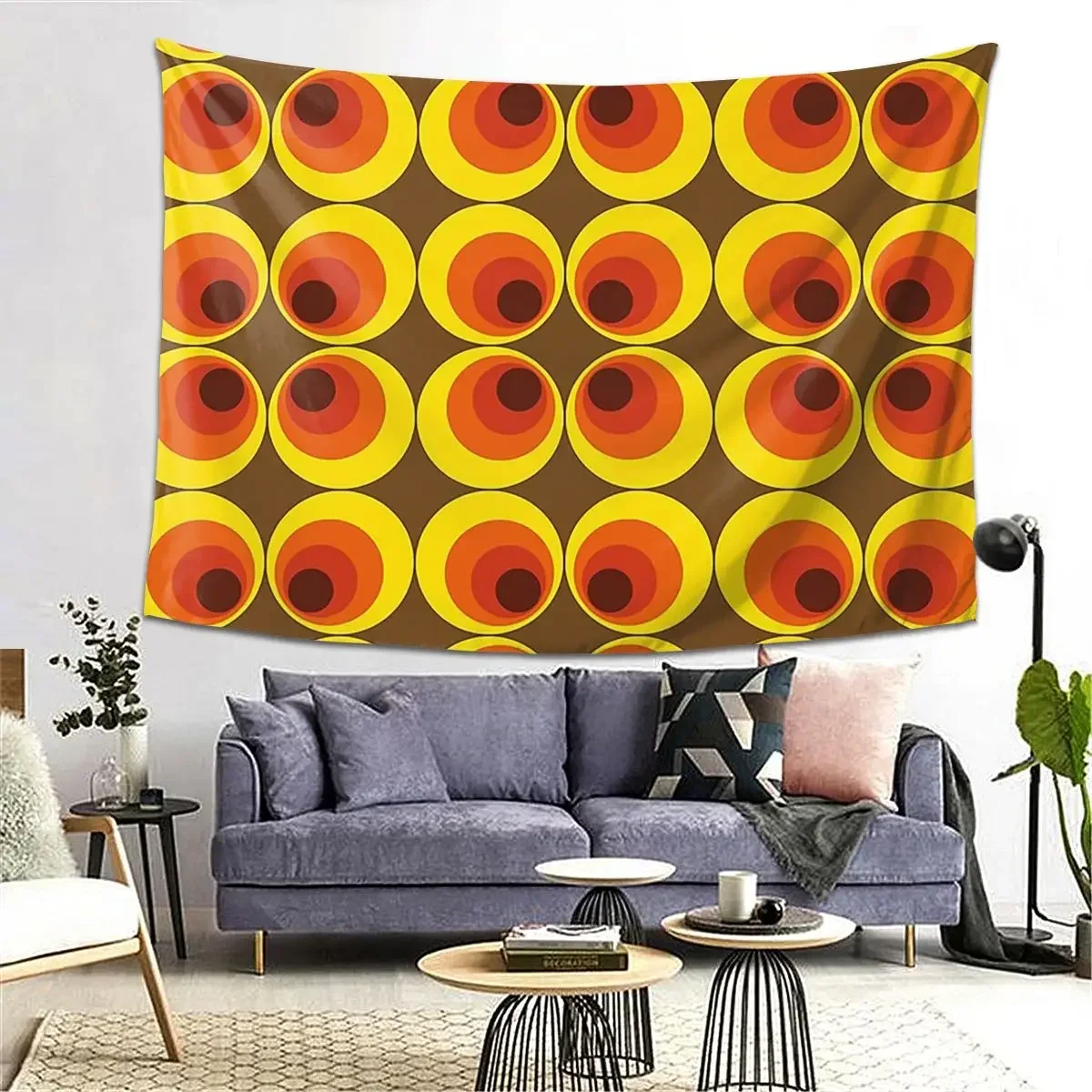 70s, 80s Funky Vintage Circle Pattern Tapestry Decoration Art Aesthetic Tapestries for Decor Home Hippie Wall Cloth Wall Hanging