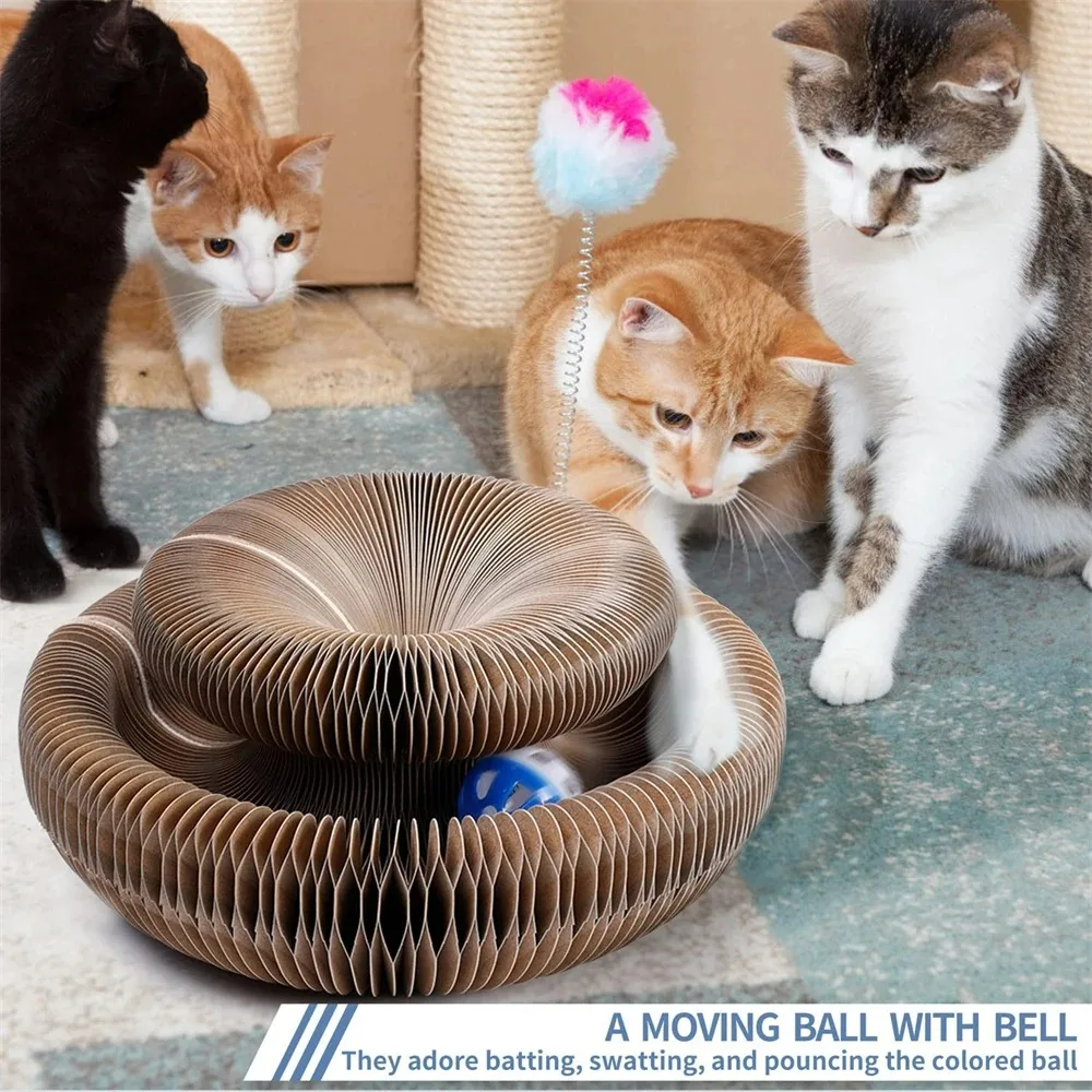 Magische Katze Scratch Orgel Board Katzen spielzeug mit Ball Katze Schleifen Klaue Katze Kletter rahmen Kätzchen Runde Wellpappe Katze Kratz spielzeug