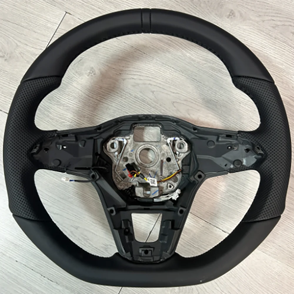 

Black Stitching/Strip Perforated Leather Flat Bottomed Steering Wheel Base For VW Golf MK8 Car Assembly