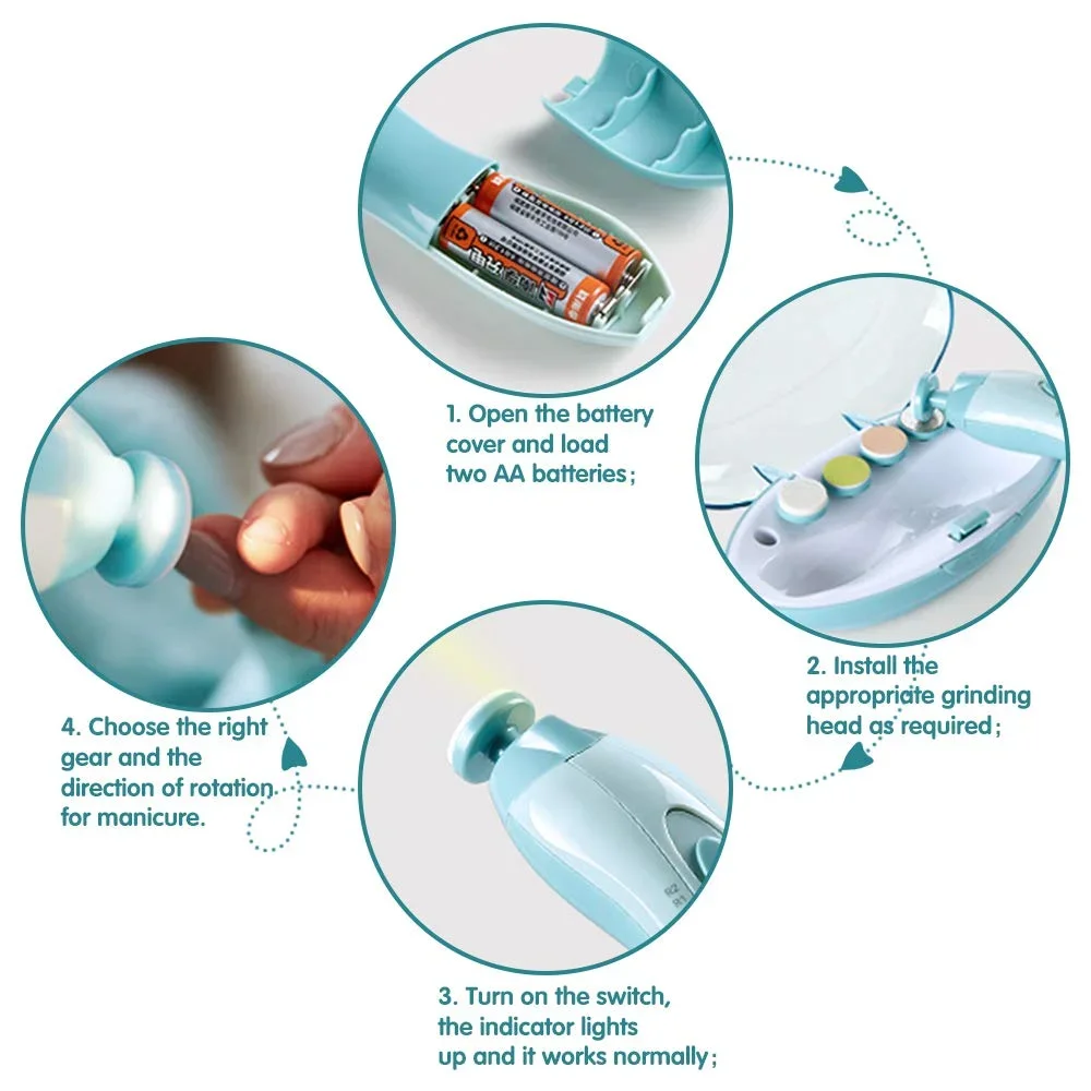 Multifunctional Baby Electric Nail Trimmer Child Nail Polisher Tool Infant Fingernail Cutter Trimmer Set for Baby Care view 5