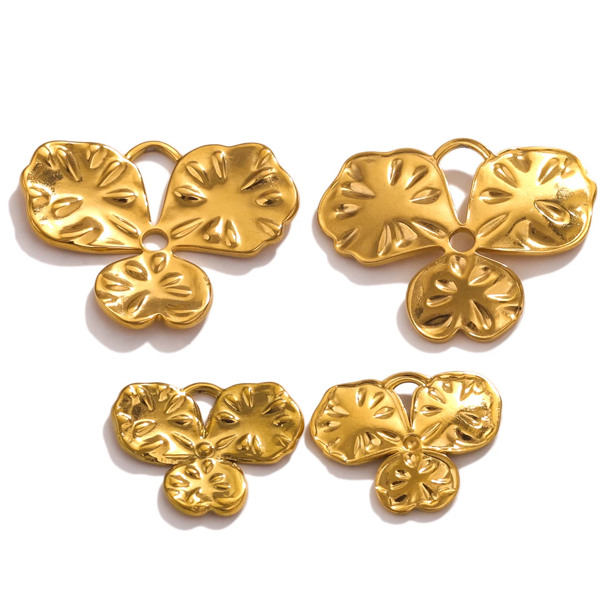 5PCS Stainless Steel Lotus Leaf PVD Gold Plated Waterproof Charms Pendant for DIY Necklace Bracelet Earring Jewelry Making