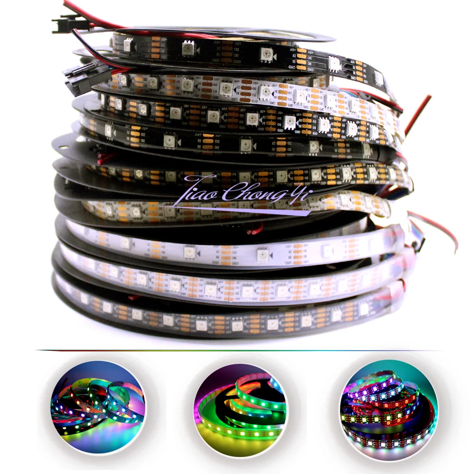 WS2813 WS2815 DC5 DC12V LED strip Dual-Signal 5050 RGB Dream full color Individual Addressable Led Lights IP30/IP65/IP67