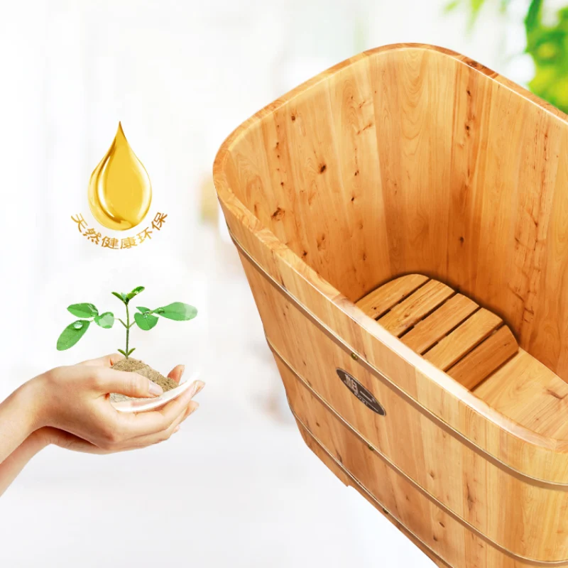 Wooden Bucket Bathtub Bucket Adult Bathtub Bath Fumigation Bath Bucket Square Wooden Household Cedar Wood