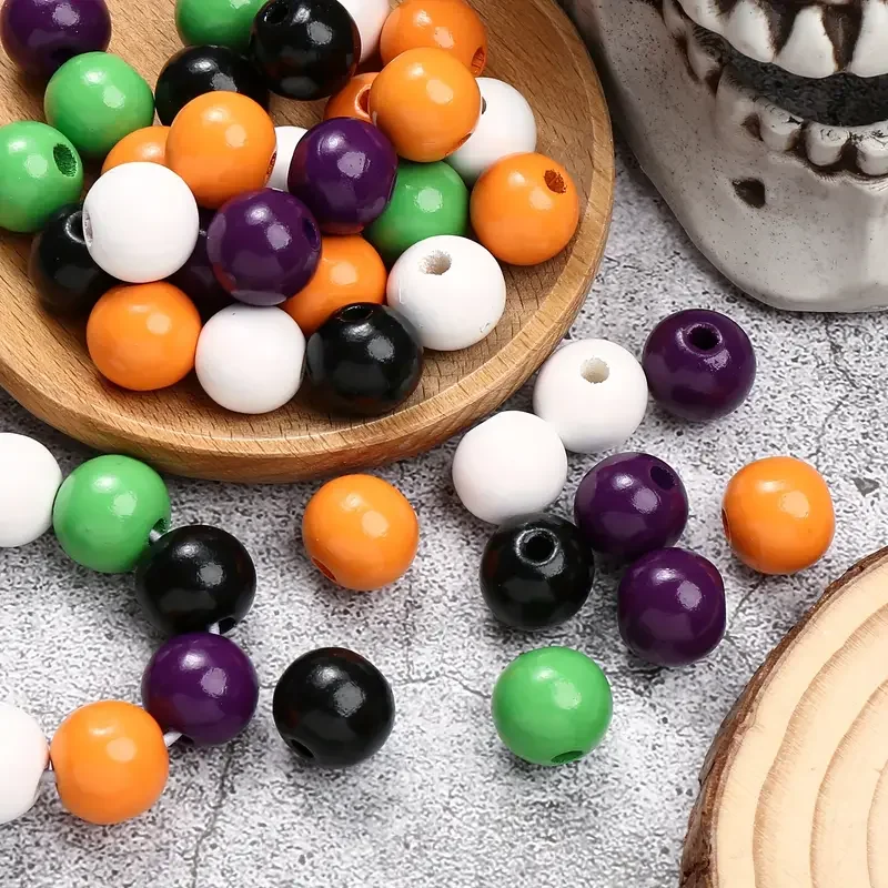 50 16mm colored wooden beads - circular scattered beads, suitable for DIY jewelry, bracelets, and party decorations