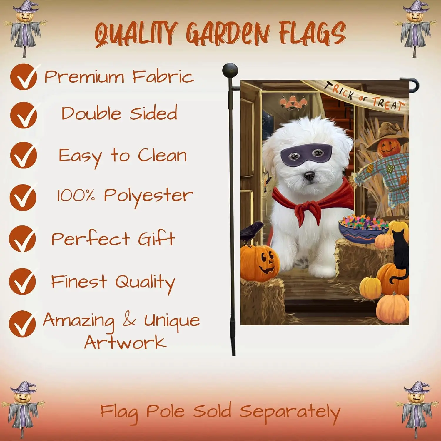 Doggie of the Day Enter at Your Own Risk Trick or Treat Halloween Coton De Tulear Dog Garden Flags- Outdoor Double Sided Gar hhz