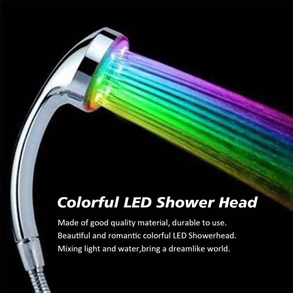 7  Color Changing LED Shower Head Temperature Sensor Handheld Mineral Anion Spa High Pressure Filter Shower Head for Bathroom