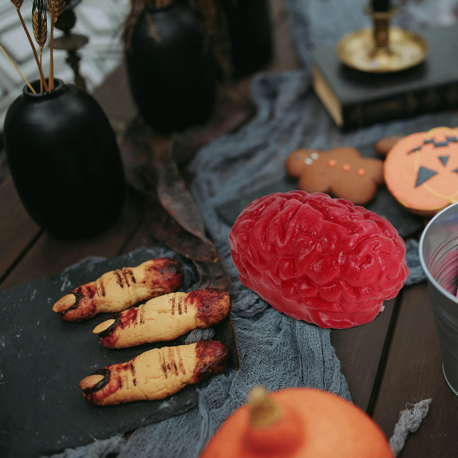 

Realistic Fake Body Parts 2Pcs Latex Human Brains Halloween Decor Party Props