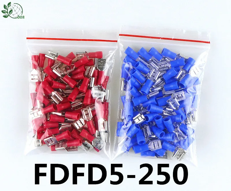 50PCS FDD2-250 Female Insulated Electrical Crimp Terminal for 1.5-2.5mm2 Connectors Cable Wire Connector FDD2-250 FDD2.5-250