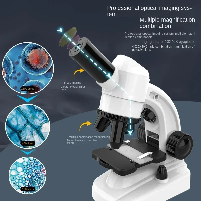 1600X HD Optical Microscope Toys Biology Children Science High Magnification Professional Microscope for Students Teaching Gifts