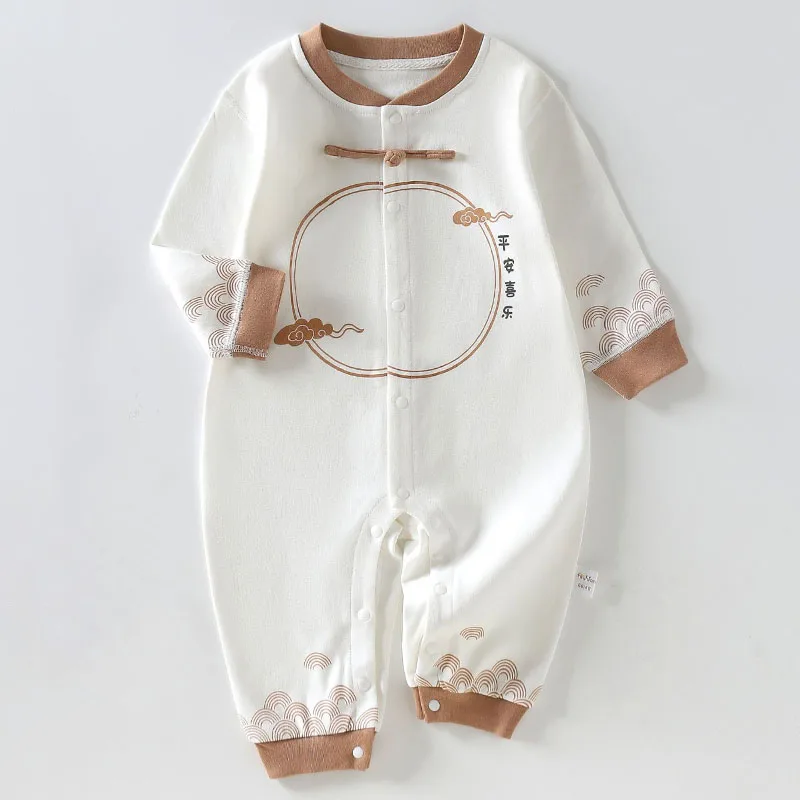 Spring Autumn Newborn Boy Clothes China Style Casual Cute Cotton Long Sleeve Jumpsuits Rompers Baby Girl Stuff 0 to 6Months B187