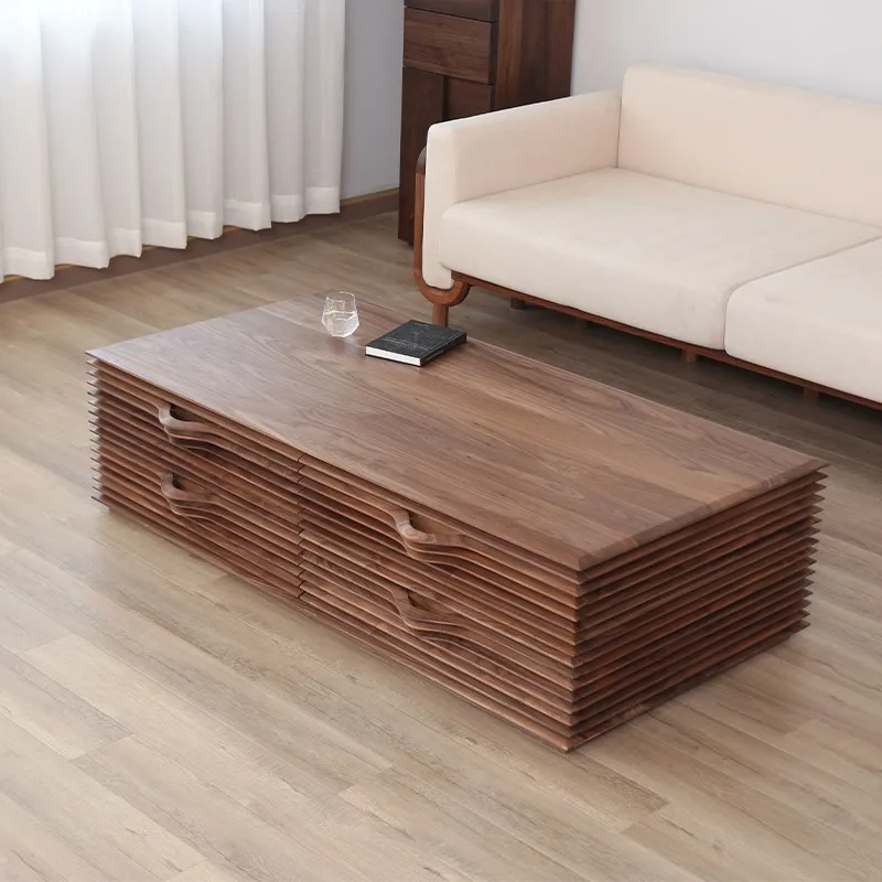 North American black walnut, all solid wood coffee table, white oak storage cabinet