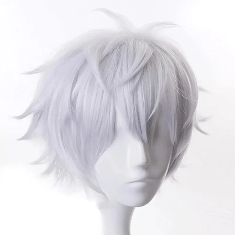 Gojo Satoru Cos Wig Man Daily Fashion Wear White Short Hair Anime Jujutsu Kaisen Character Modeling Full Head Cover