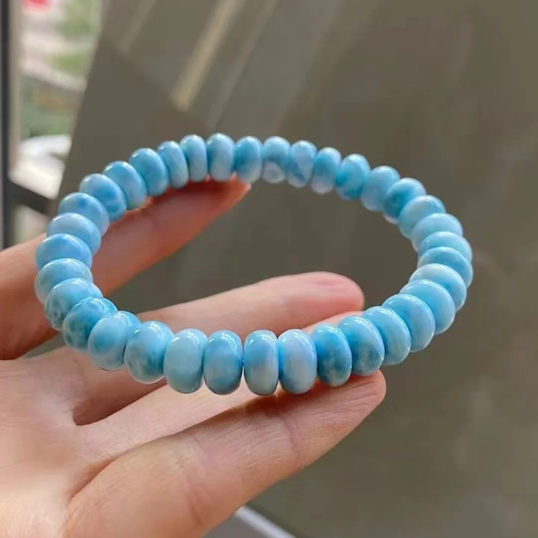 

Natural Blue Larimar Gemstone Round Beads Bracelet 9.4mm Women Men Blue Larimar Beads Bracelet AAAAAA