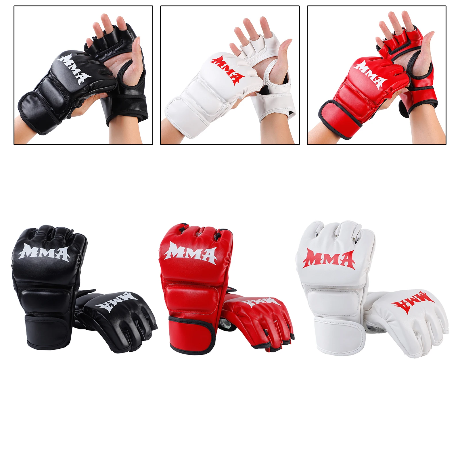 Mma Gloves Half Finger Open Palms Training Mitts Kickboxing Gloves Boxing Gloves for Punching Bag Workout Mma Muay Thai Sparring