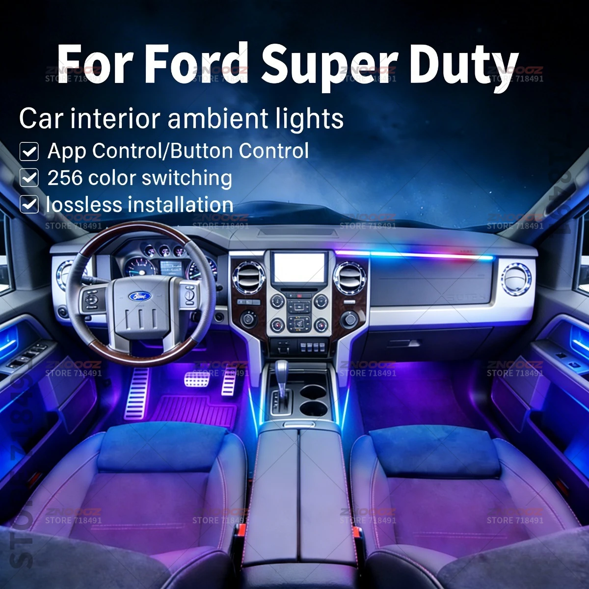 

22в1 RGB интерьер автомобиля акриловые автомобильные окружающие освещение RGB скрытая акриловая полоса украшения атмосферные аксессуары для Ford Super Duty