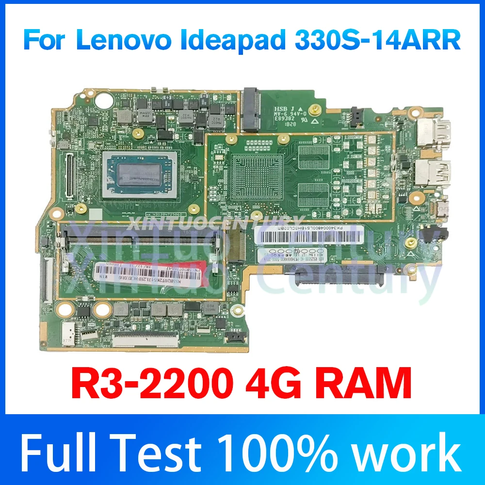 Placa base para portátil For Lenovo Ideapad 330S-14ARR, con R3-2200, AMD, CPU.4GB RAM, placa base DDR4, 100% test work