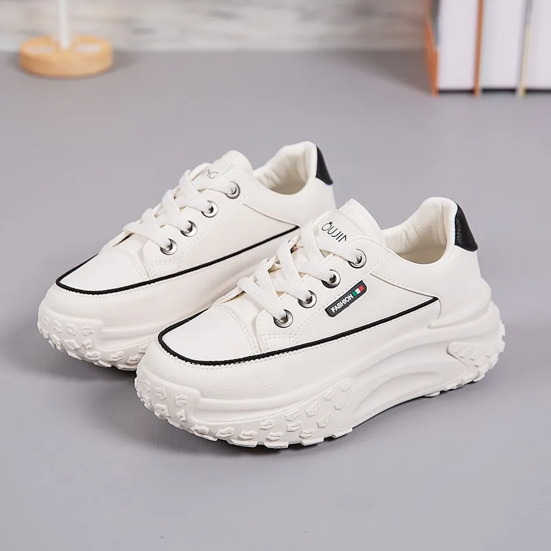 Women's Platform Sneakers Autumn Fashion Versatile Casual Shoes Non-slip Lace Up Running Tennis Shoes Thick Sole Vulcanize Shoes