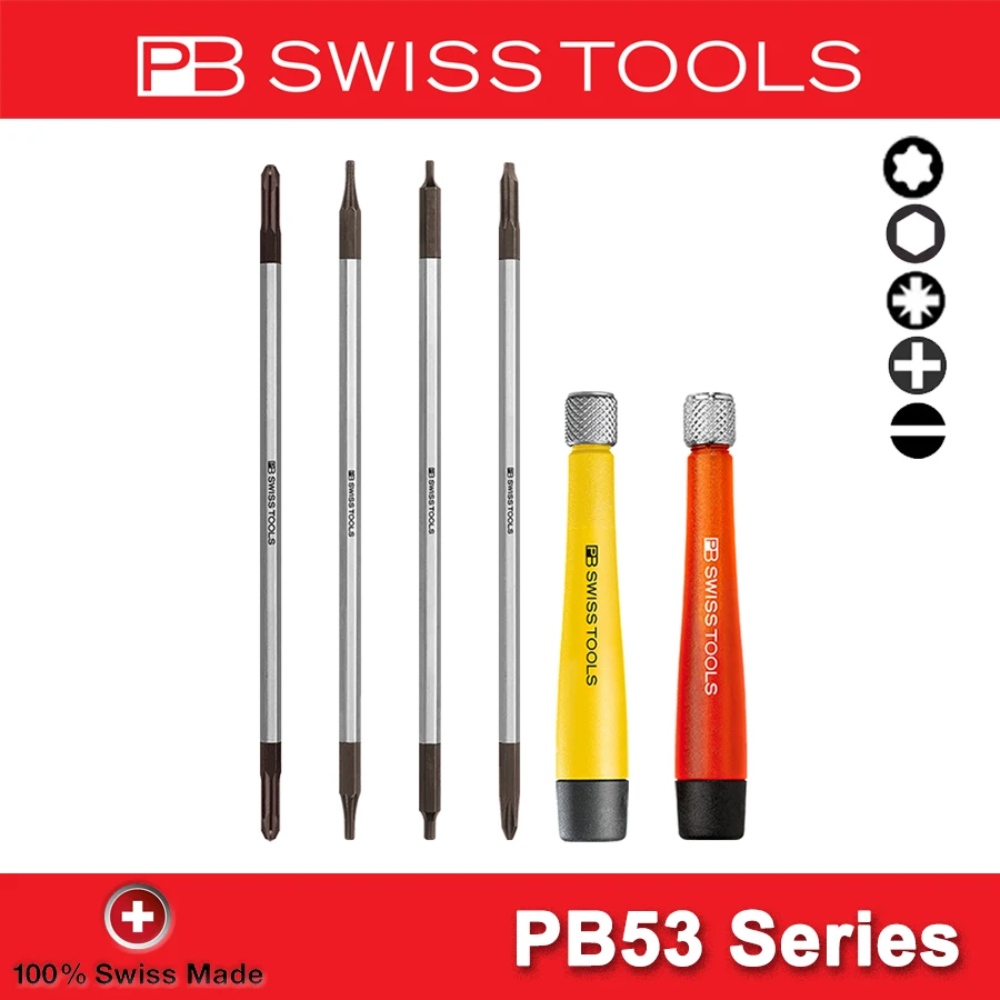 

PB SWISS Precision Screwdriver with Interchangeable Bits PH/SL/TORX/HEX/PZ PB53 Series
