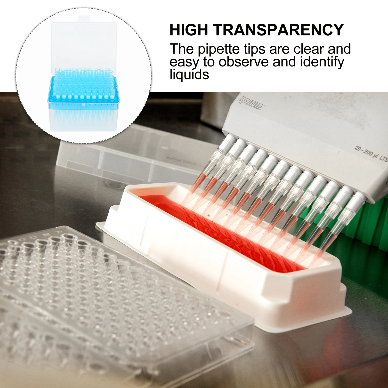 

100 Pcs Filter Element Suction Experiment Pipette Tips Disposable Cross Pollution-free Plastic Accurate