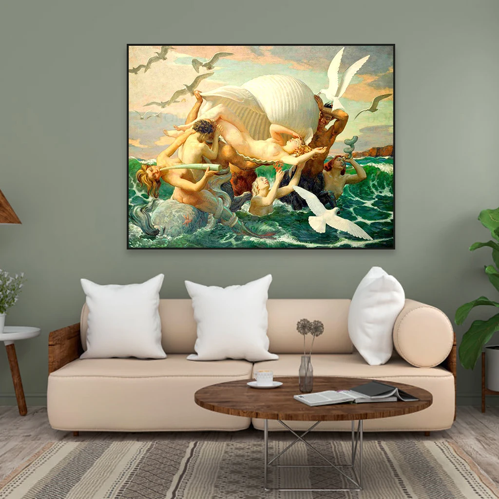 

Classical Retro Portrait Art Poster Birth of Venus Oil Painting Print Vintage Sandro Botticelli Canvas Painting Mythology Decor