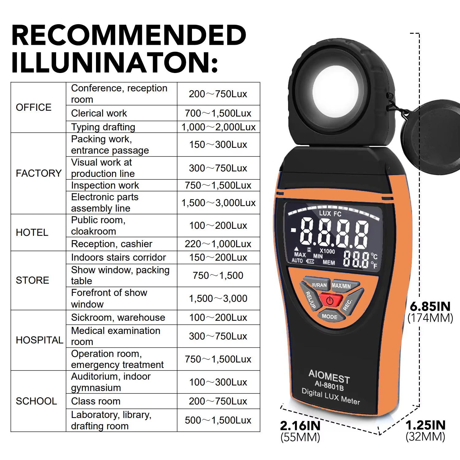 8801B Digital Lux Meter 0.1-40 - Plant Sensor ulasan dan harga