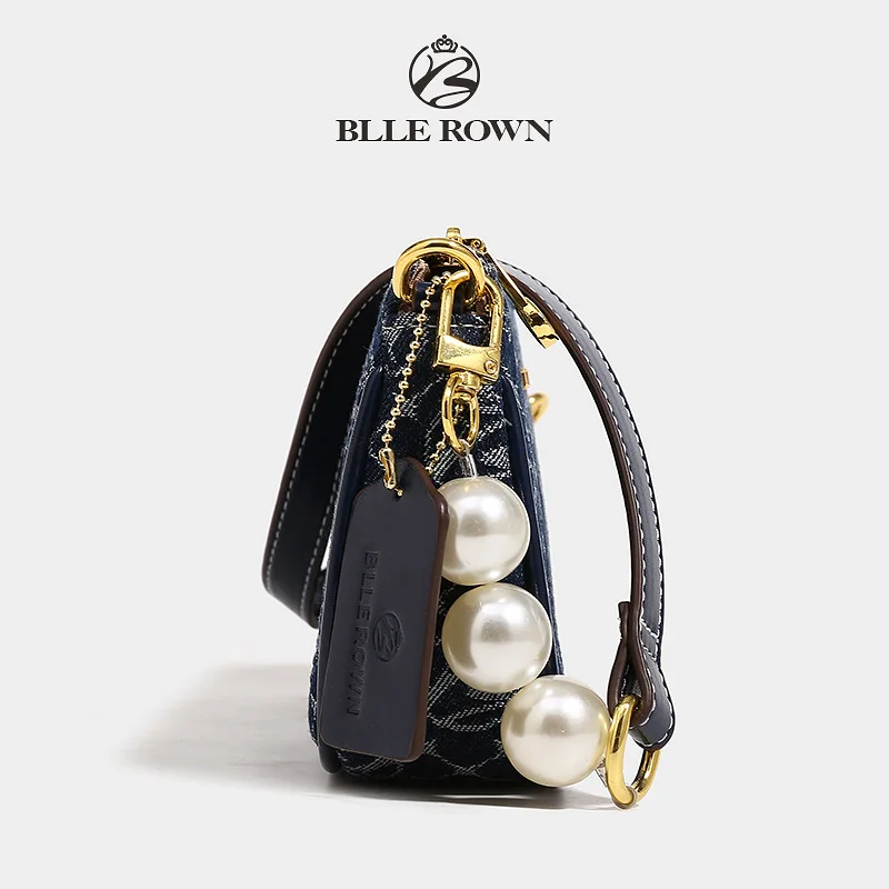 High Quality Klein Blue New Pearl Handheld Female Small Messenger Crossbody Bag Zipper Shoulder Bags for Women