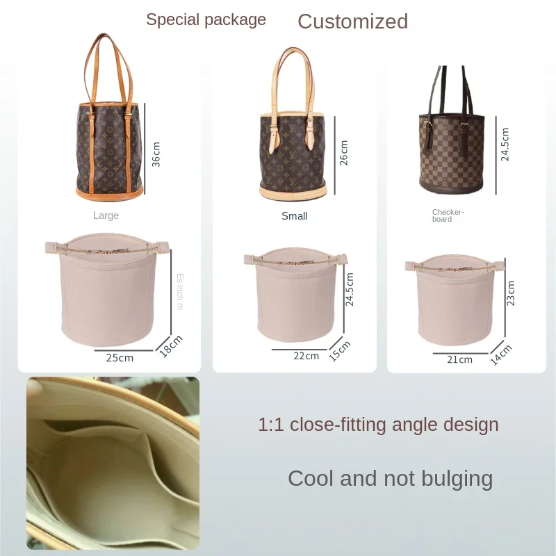 Bag Insert Organizer for LV Bucket GM Monogram Designer Bag,Round Bags Inner Liner Accessories Support Customization