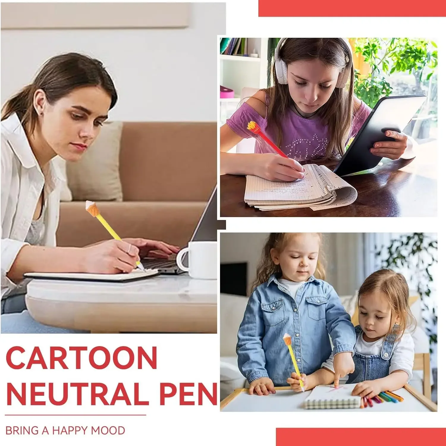 20 قطعة مجموعة بالجملة الكرتون متعة الغذاء هلام هلام القلم الجدة القرطاسية البطاطس المقلية فحم الكوك برغر الآيس كريم القرطاسية القلم