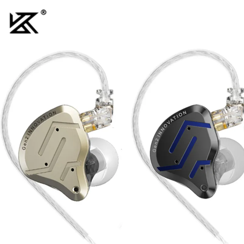 KZ-ZSN Pro 2 Drive Híbrido In Ear Metal Earphones, HiFi Bass Headset, Monitor Earbuds, Auscultadores com Cancelamento de Ruído, 1BA + 1DD, Esporte