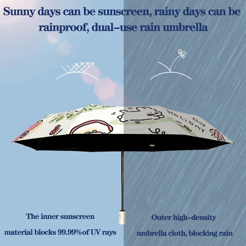 Automatic Umbrella Fashion UV Resistant Sunshade Windproof Umbrella Five-folding Mini Umbrella Portable Folding Gift Business