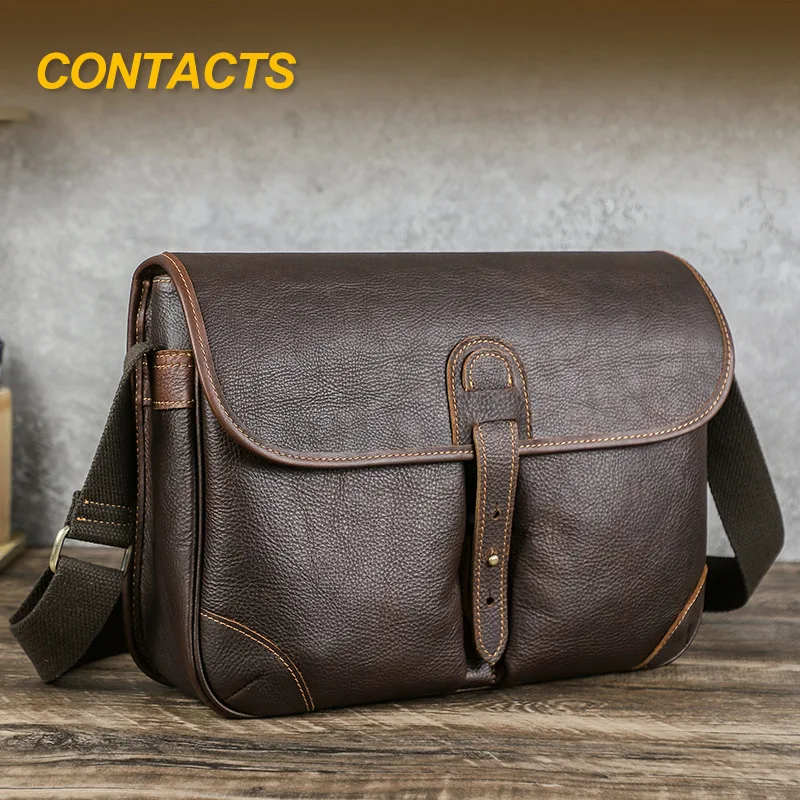 100% genuine cowhide, top layer cowhide, retro wax, stylish horse drop pattern cowhide, men's single shoulder crossbody bag SAC