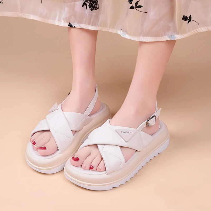 

2024 Summer Style mid-heel Fashionable Comfortable Casual Elegant and Fashionable Hemp Rope Sole Thick-soled Sandals for Women