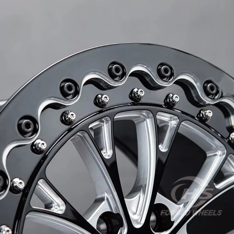15X10 17X10 18X11 Custom 1-Piece Forged Rims Gloss Black Milled Beadlock Wheels for Chevy Corvette Ford Mustang Drag Racing F150