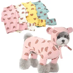 Printed Dog Clothes Cotton Costume Clothing Jumpsuit Pajamas With Hat for Small Dogs Dachshund Puppy Overalls Bodysuit Onesie XL