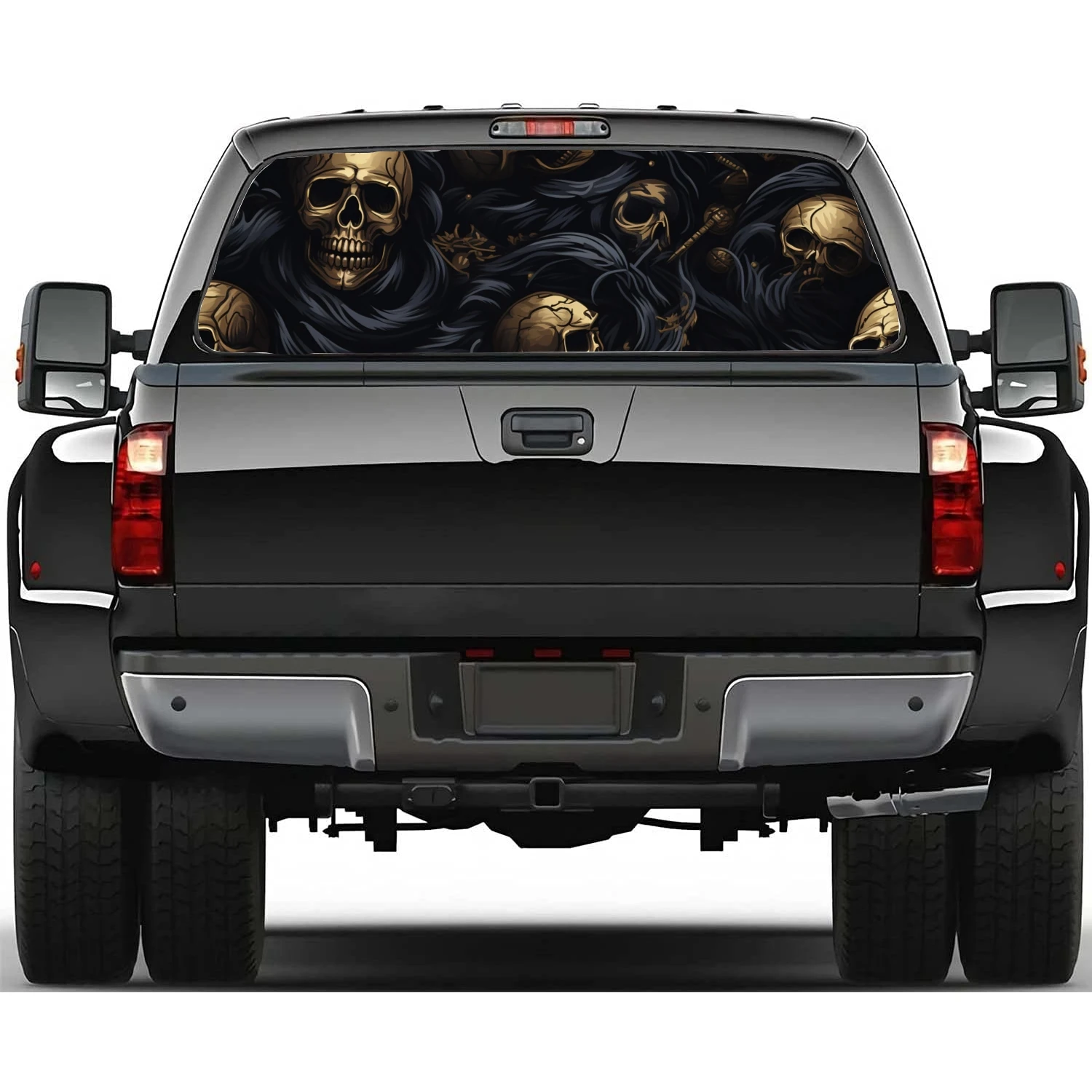 

Skulls with Red Flowers Car Rear Window Decal Fit Pickup,Truck,Car Universal See Through Perforated Back Window Vinyl Sticker