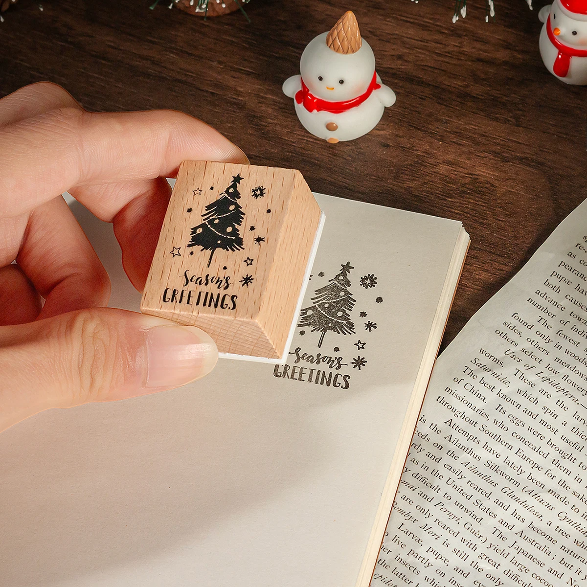 10 قطع/صندوق طوابع خشبية فريدة من نوعها بنمط عيد الميلاد، مجلة مناسبة يمكنك صنعها بنفسك، طوابع زخرفية لألبوم الصور، مستلزمات مشهد العطلة #4