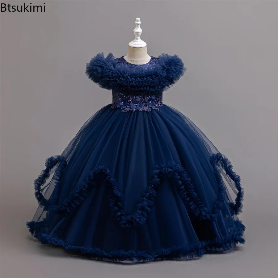 Baby Girls Elegant Princess Dress Glitter Birthday Party Gown for Kids Stage Show Wedding Christmas Costume Fairy Tale Ball Gown