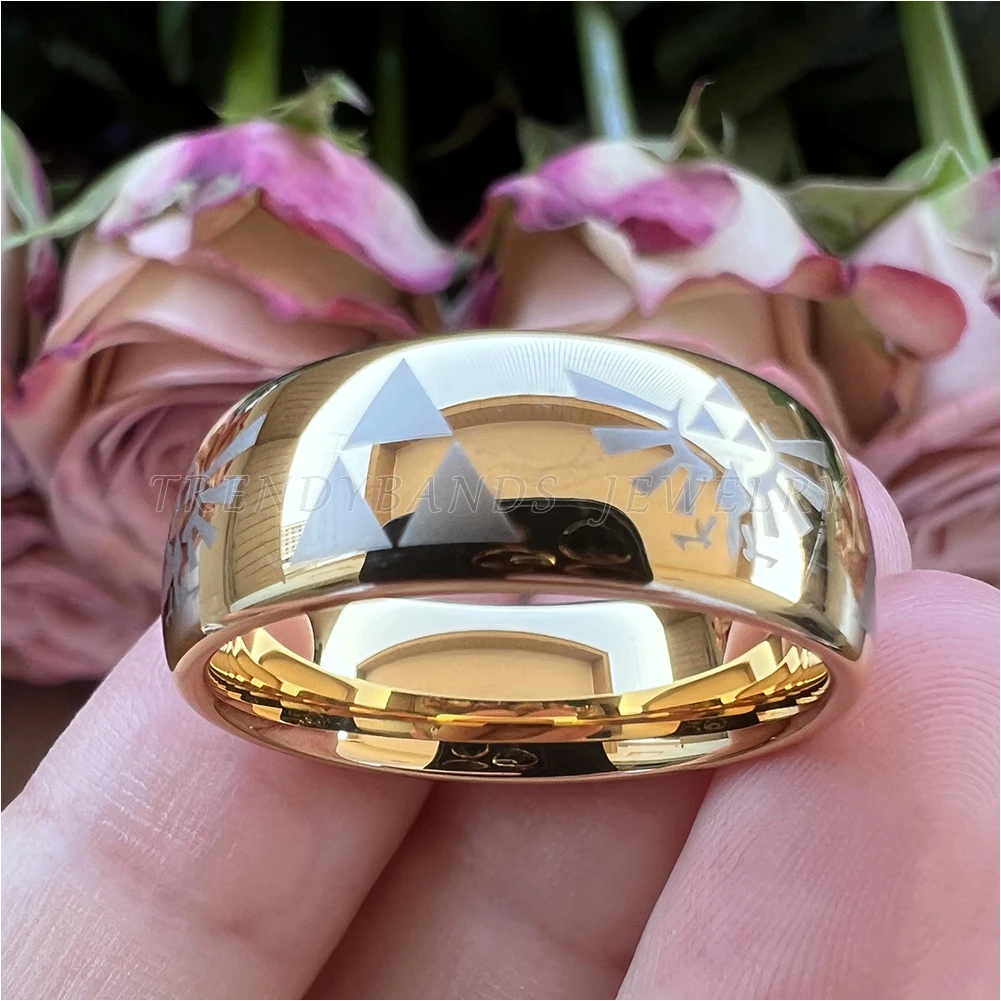 8mm Großhandel Dropshipping Laser Wolfram Ringe für Männer Frauen Eheringe Gravierte Gewölbte Poliert Glänzende Comfort Fit – Detail 1