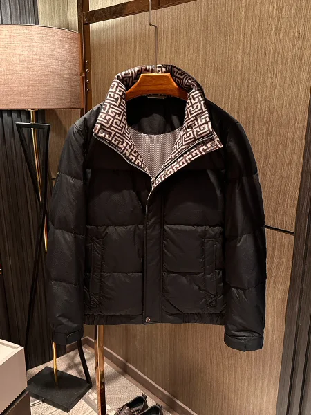 

Italian Luxury Men's Stand Collar down Jaet Warmth Versatile High-End Busin Casual Sle Long Sve Zipper Closure Coat