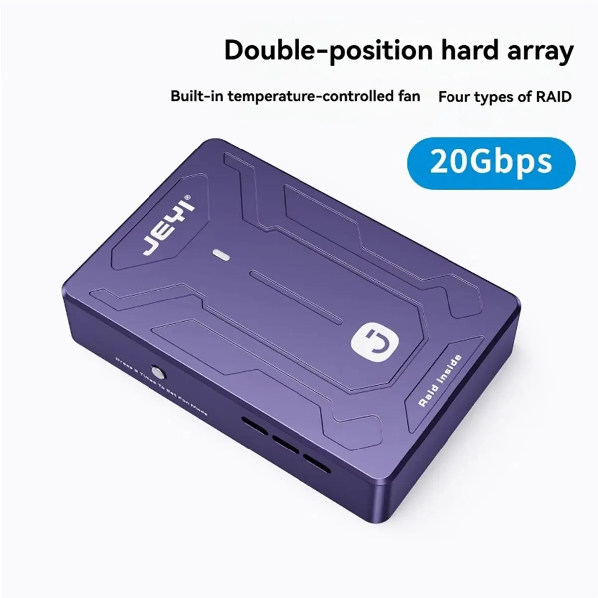 Y69A JEYI Dual Bay NVME RAID SSD Enclosure USB3.2 20Gbps RAID External Enclosure Built-in Cooling Fan for PC view 5