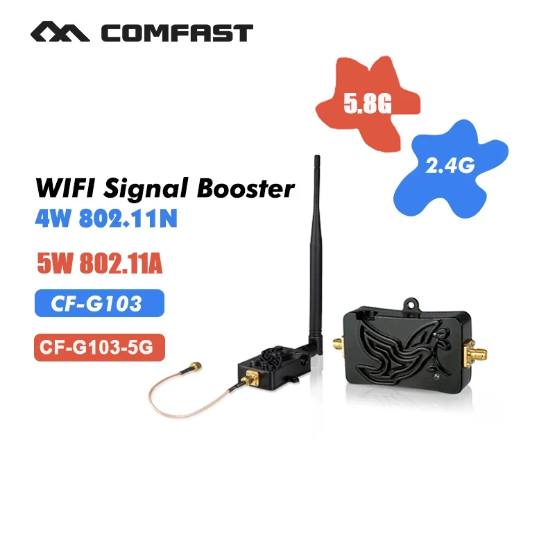 

High Power Wifi Amplifier 2.4Ghz 4W Wi-fi Signal Booster&5.8G 5W Wi-Fi Router Extend Wireless Wi fi Range Extender Amplificador