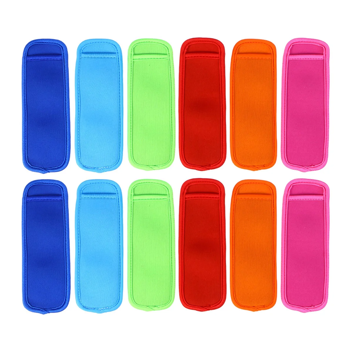 12pcs Neoprene Fabric Popsicle Holder Antifreezing Reusable Protective Ice Sleeves Bags (Random Color)