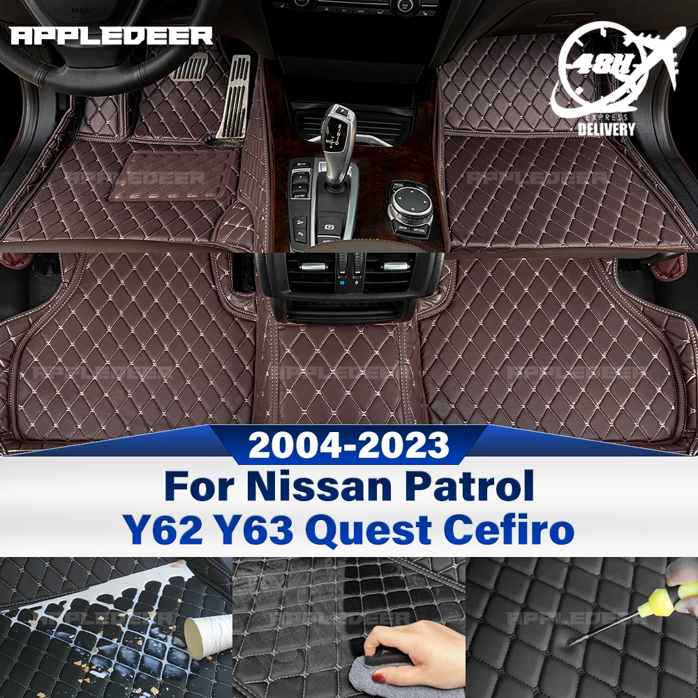 

For Nissan Patrol Y62 Y63 2012-2023 Quest 2011-2017 Patrol Cefiro 2004 Custom Car Floor Mats Automobile Carpet Cover Accessories