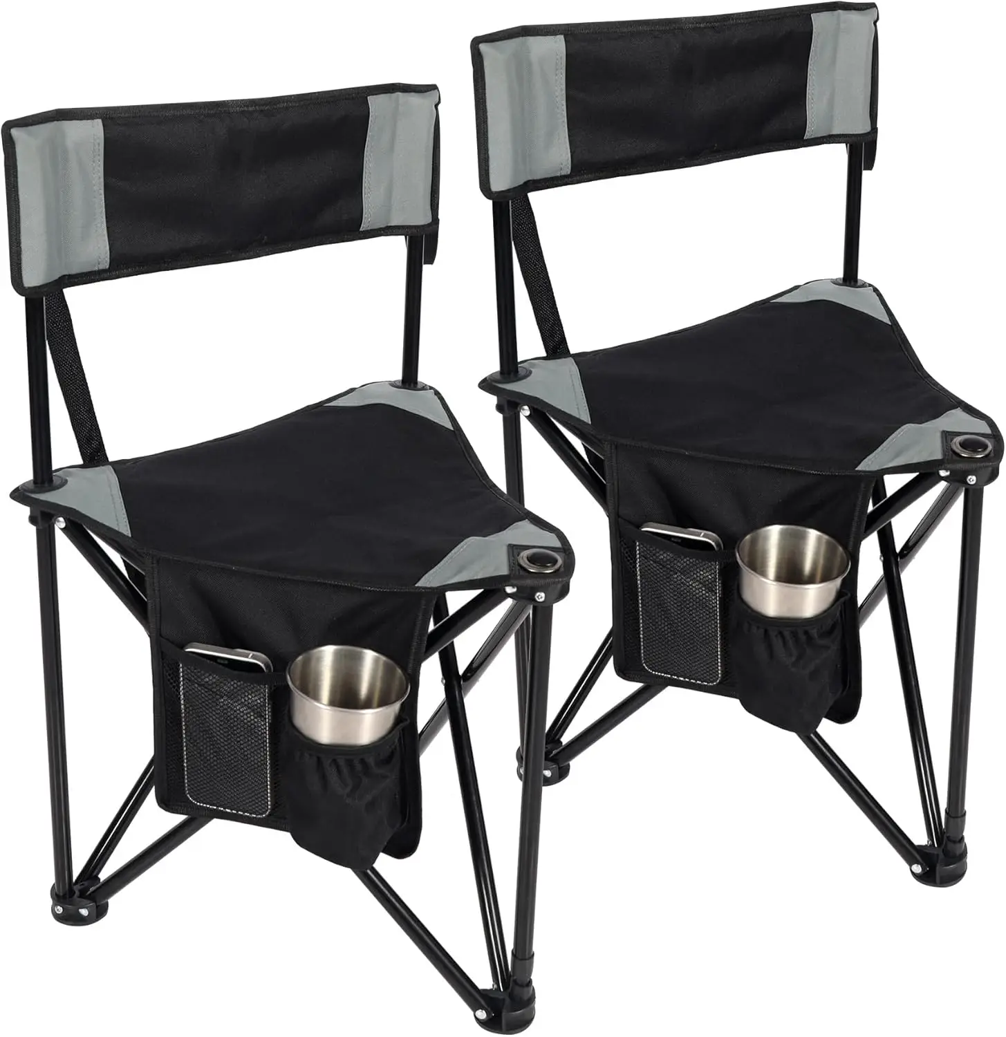 

2 Pack Folding Tripod Camping Chairs with Backrest, Lightweight Portable Stool for Outdoor Activities