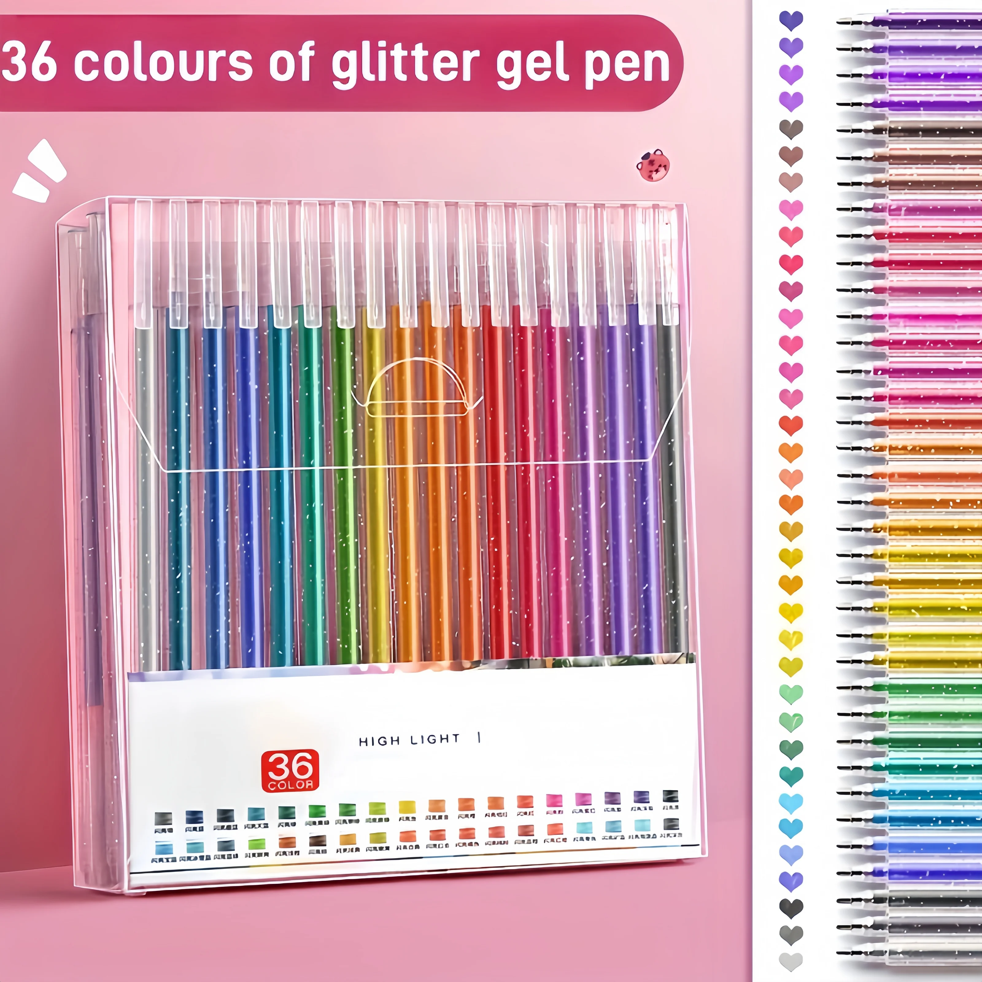 

36-Color Set of Color-Changing Glitter Pens, Shimmering Star Gel Pens, Aurora Shiny Pens, Fluorescent Pens, Multi-Color Markers for Journaling and Drawing