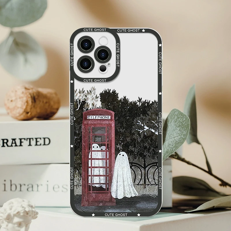Niedliche Cartoon-kleine Geister-Handyhülle für Xiaomi 13T 14T 11 10 Pro Plus Redmi Note 14 PRO 13C 12 Poco F5 X7 Lite, klare Softcover