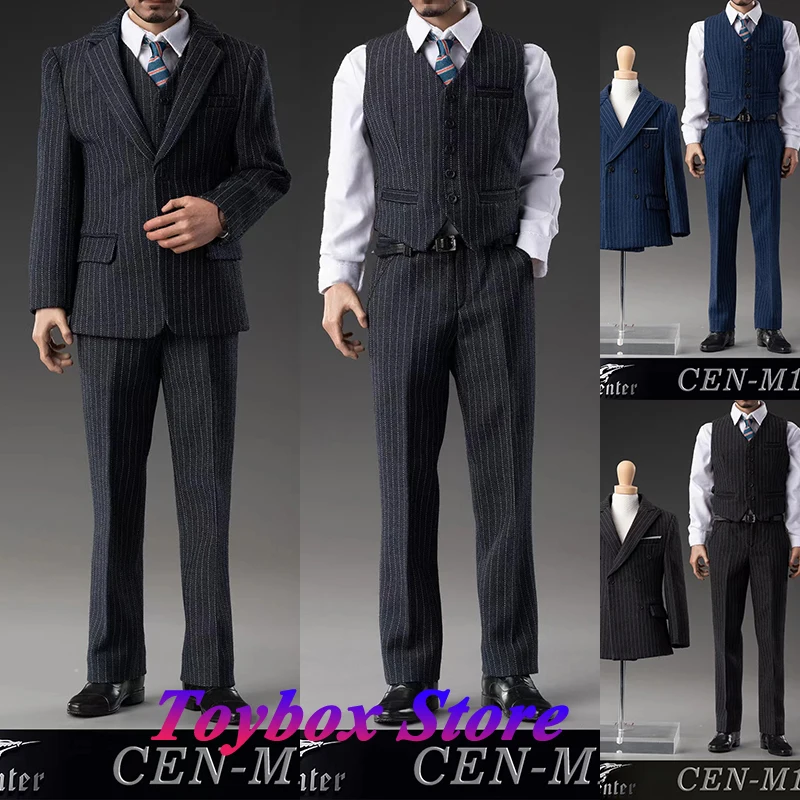 

CEN-M18 British Style Black Gray Blue 1/6 Tony Stark Stripe Vest Suit Pants Clothes Set Accessory For 12" Male Figure Body