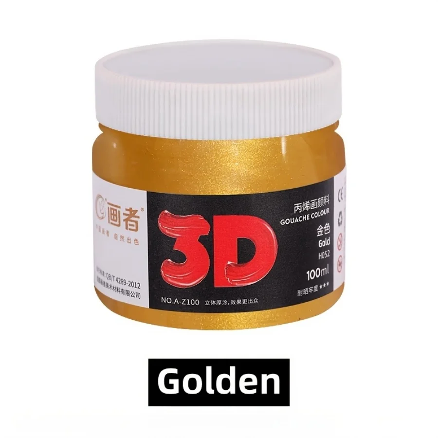 Goldene Professionelle Metallic-Acrylfarbe, 50/100/300ml, Leuchtende Farben, Verblassungsbeständig, Geeignet für Leinwand, Malerei-Kreationen – Detail 8