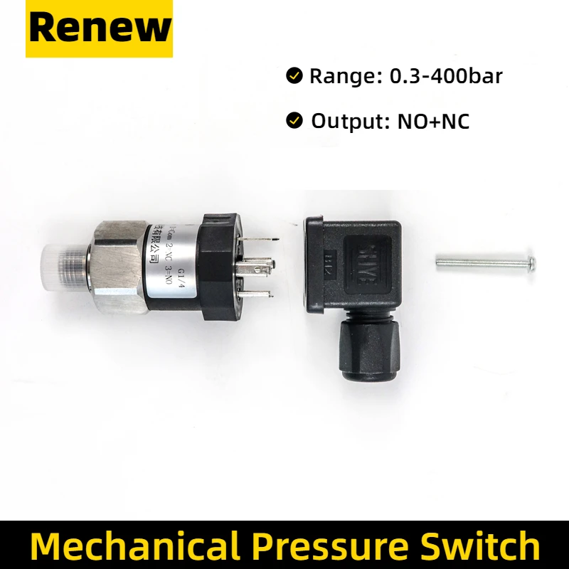 

0-400bar Standard Mechanical Pressure Switch Stainless Steel Diaphragm Adjustable Oil Water Diaphragm Piston Pressure Control