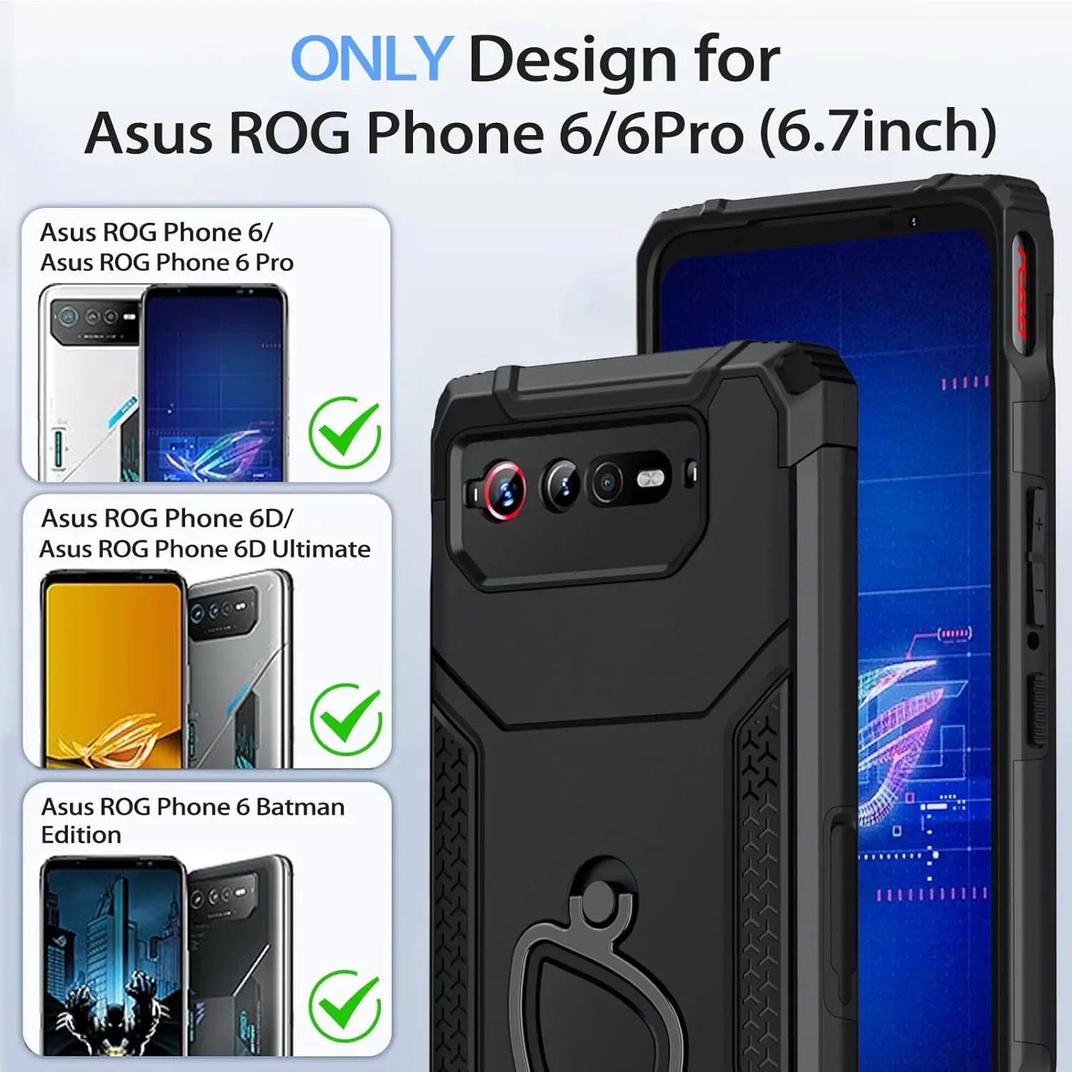 ROG Phone 5 Case Shockproof For ASUS ROG 5/Pro/Ultimate Gaming Phone Cover Military Drop Protection Hard PC Back Soft TPU Bumper